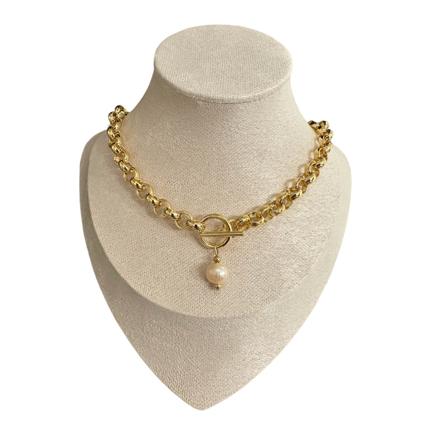 Collar rolo T + perla