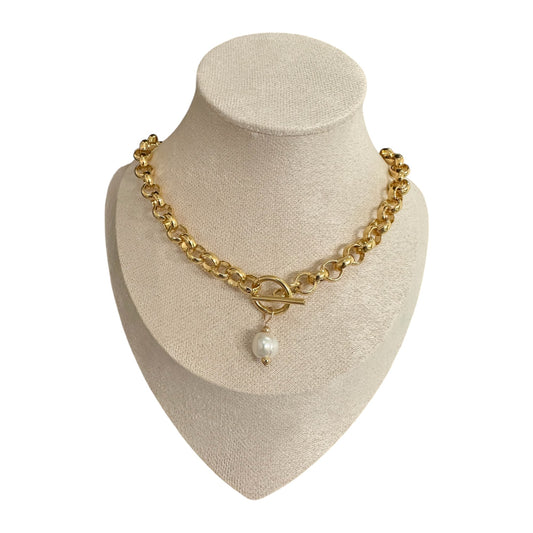 Collar rolo T + perla