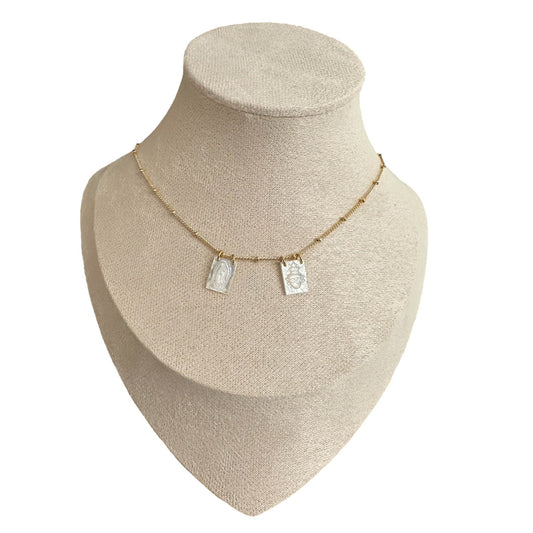 Collar escapulario Virgen de Guadalupe + Sagrado corazón